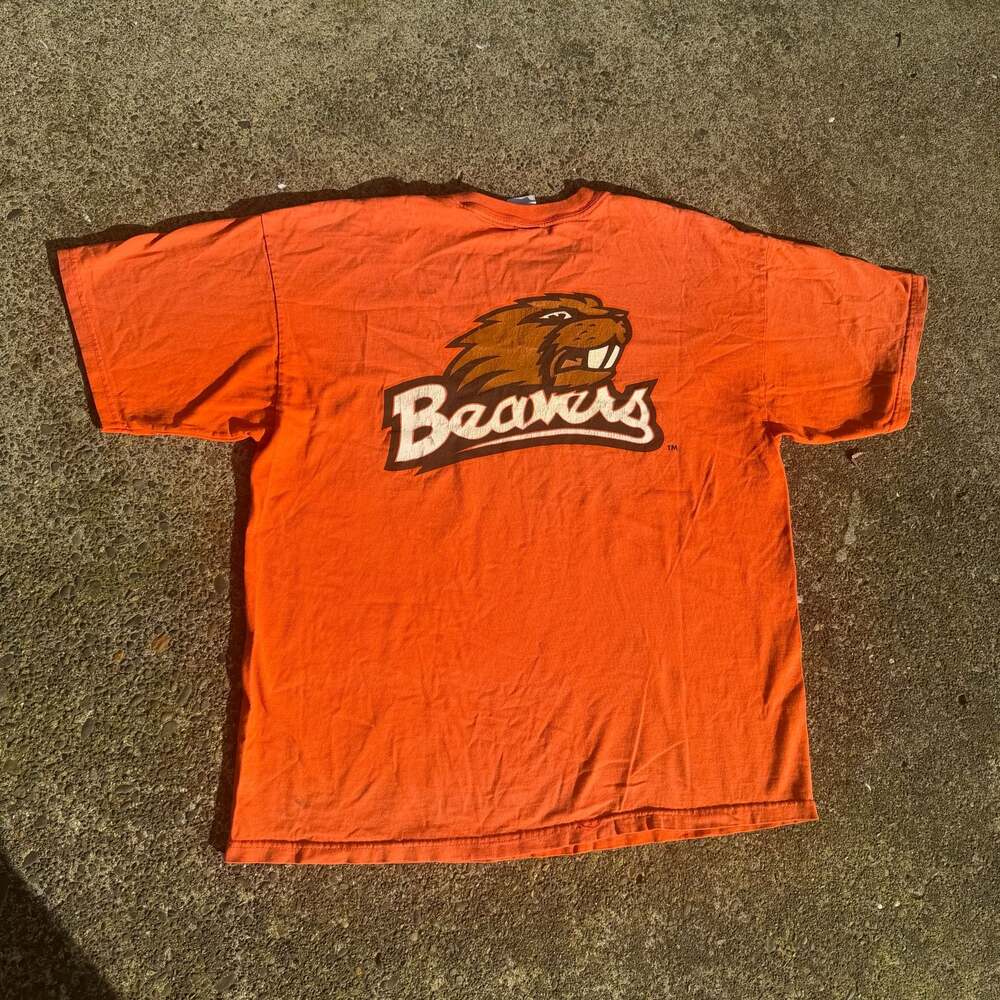 Vintage Oregon State Beavers OSU Double Sided Orange T-Shirt XL